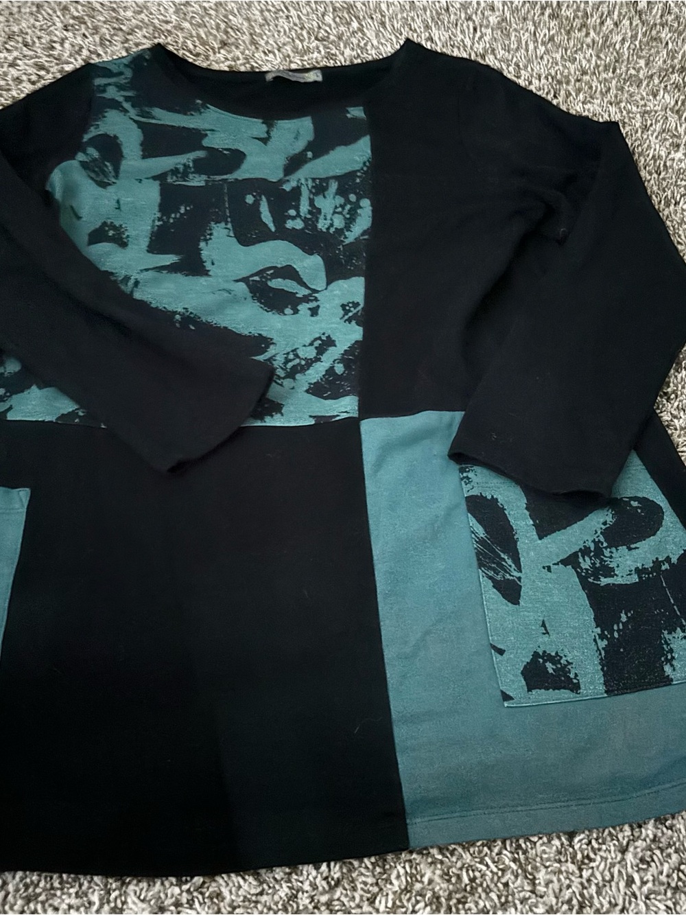 Black & Teal Colorblock Long Sleeve Women's Jacket chalet et Ceci l